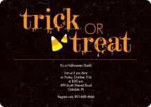 Candy Corn Trick or Treat Halloween Party Invitation