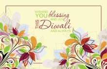 Floral Typographic Happy Diwali Card