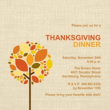 Simple Fall Tree Thanksgiving Invitation
