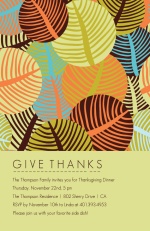 Colorful Retro Branches Thanksgiving Invitation