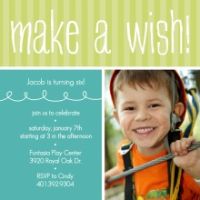 Green and Turquoise Make a Wish Party Invitation