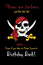 Black Pirate Skull Birthday Party Invitation