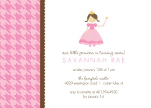 Pink Houndstooth Princess Kids Birthday Invitations