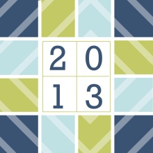 Blue and Green Chevrons New Years Greeting Card