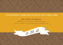 Simple Banner and Golden Stripe Thanksgiving Invitation