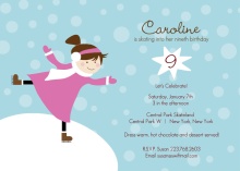 Blue and Pink Ice Skating Kids Party Invitation