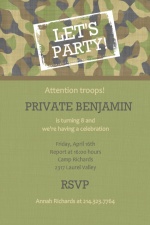 Army Party Kids Birthday Invitation