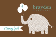 Textured Brown Elephant Birthday Party Invitation