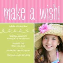 Pink and Green Wish Birthday Invitation