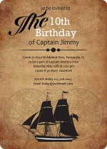 Pirate Ship Sailing Birthday Party Invitation