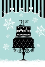 Light Blue and Black 21st Holiday Birthday Party Invite