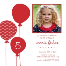 Red Balloons Holiday Birthday Invitation