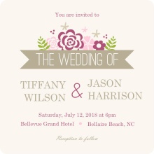 Pink Flowers  Wedding Invitation