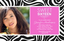 Zebra and Pink Sweet Sixteen Birthday Invitation