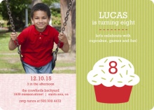 Green and Red Cupcake Holiday Birthday Invitation