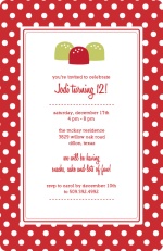 Red and White Dots Holiday Birthday Invitation