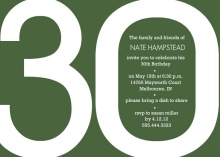Modern Green 30th Birthday Invite