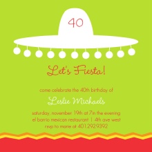 Sombrero Silhouette 40th Birthday Invitation