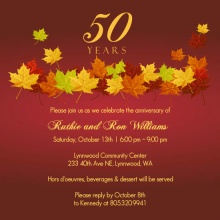 Red Anniversary Fall Leaves  Anniversary Invitation