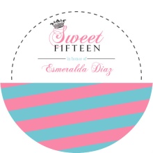 Pink and Blue Striped Quinceanera Invitation