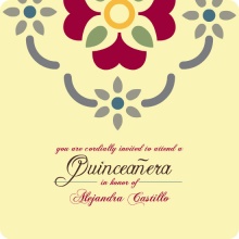 Cream and Red Spanish Tile Quinceanera Invitation