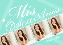 Aqua Striped Photo Mis Quince Anos  Invitation