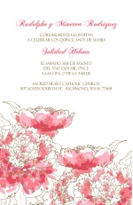 Pink Peony Quinceanera Invitation