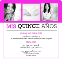 Bright Pink Modern Photo Quinceanera Invitation