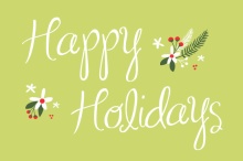 Green and Red Festive Flowers Holiday Card