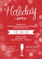 Red Bright Bubbly Bubbles Holiday Party Invitation
