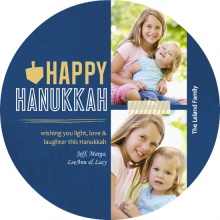Blue and Gold Grunge and Dreidel Hanukkah Card
