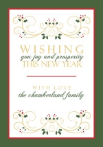 Gold Red and Green  New Years Greeting Card