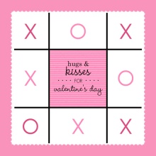 Hugs and Kisses Tic Tac Toe  Valentine's Day Party Invitation