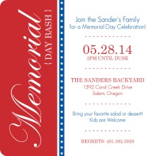 Red and Blue Bar Stars Memorial Day Invitation