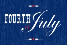 Modern Type Blue and Red Fourth of July Party Invitation