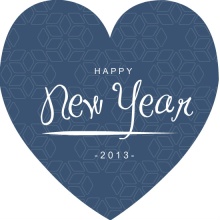  Heart Shaped Blue New Years Card