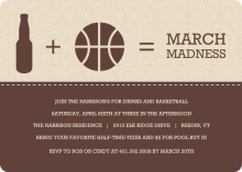Brown Modern Beer and Ball Icons Basketball Invitation