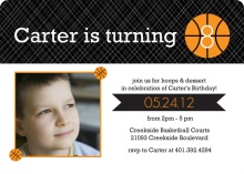Crosshatch and Orange Basketball Invitation