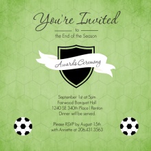 Green Shield Soccer Award Ceremony Party Invitation