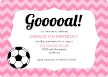 Pink Pattern Girls Soccer Party Invitation