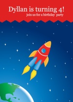 Rocket Ship Birthday Party Invitations
