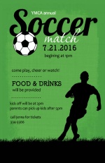 Green and Black Soccer Match Sports Party Invitation
