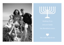  Blue and White Menorah Hanukkah Card