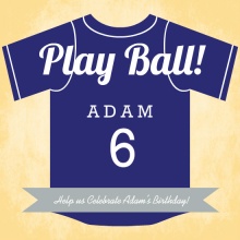 Blue Baseball Jersey Birthday Party Invitation