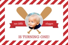 Red Photo and Bats  Baseball Party Invitation