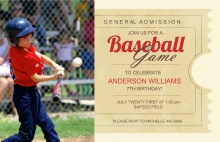 Brown Baseball Ticket Birthday Party Invitation