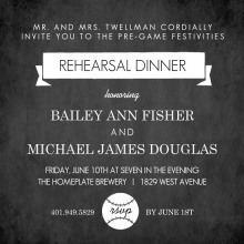 Black Rehearsal Dinner Baseball Party Invitation