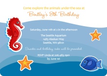 Fish and Seahorse Underwater Birthday Party Invitation