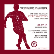 Red Silhouette Soccer Birthday Party Invitation