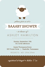 Blue and Brown Sheep Boy Baby Shower Invite